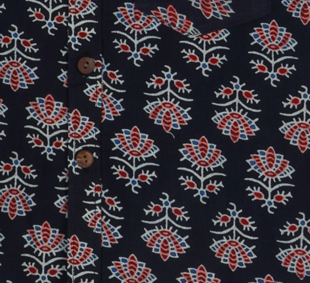 Black Ajrakh Cotton Shirt