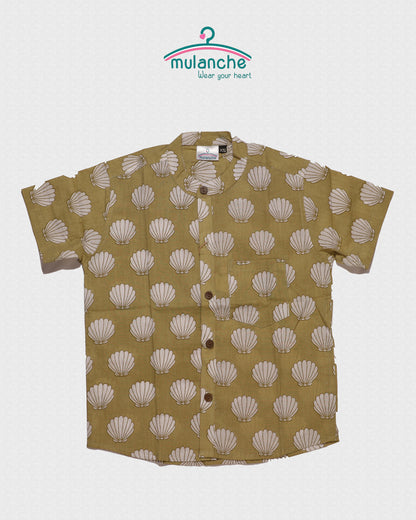 Seashells Sage Green Cotton Shirt
