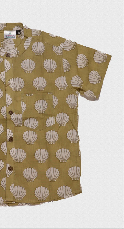 Seashells Sage Green Cotton Shirt