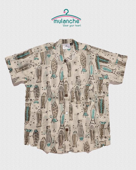 Fishy White Cotton Shirt