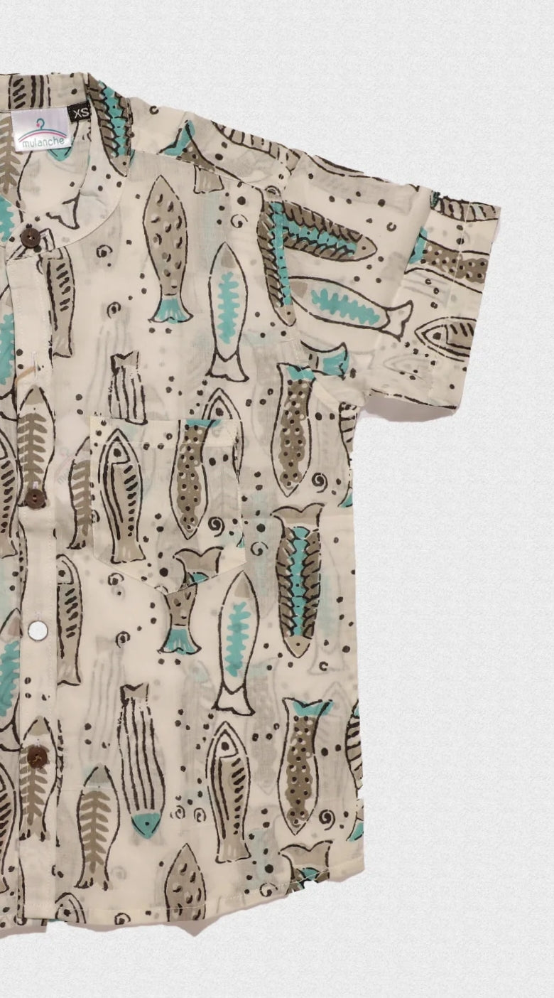Fishy White Cotton Shirt