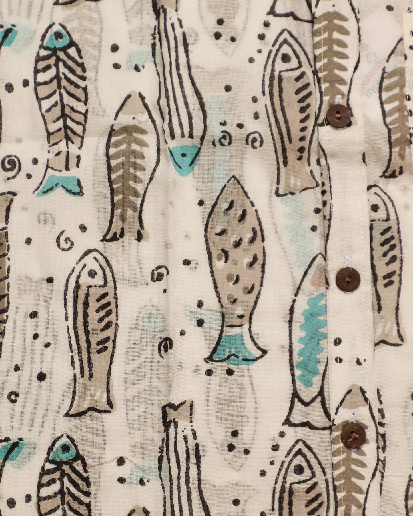 Fishy White Cotton Shirt