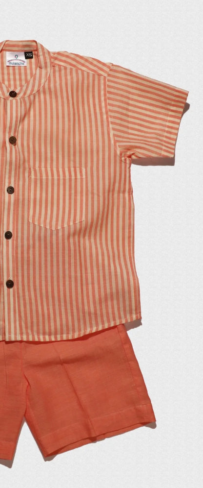 Peach Pink Stripes Co-ord Set