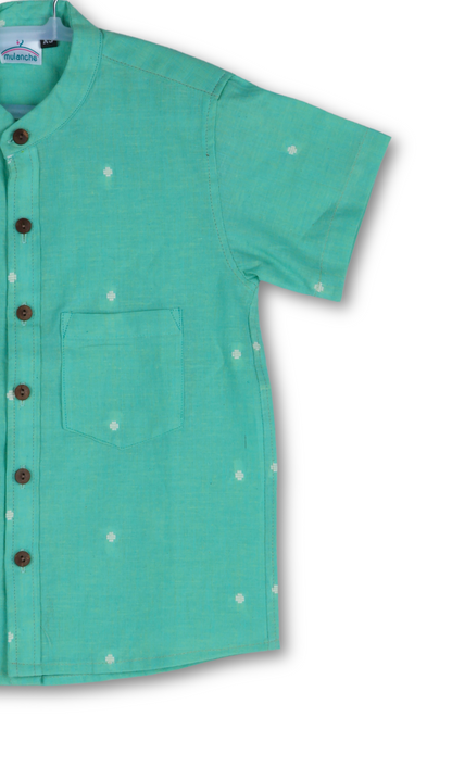 Tea Green Jamdani Cotton Shirt