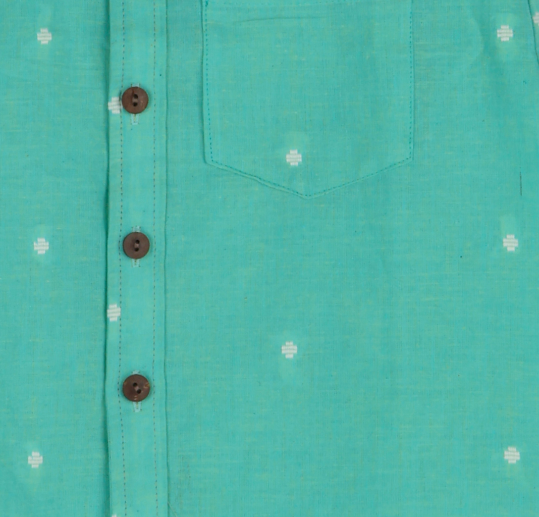 Tea Green Jamdani Cotton Shirt