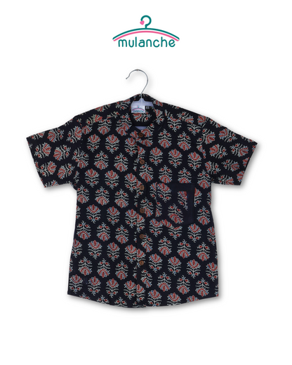 Black Ajrakh Cotton Shirt