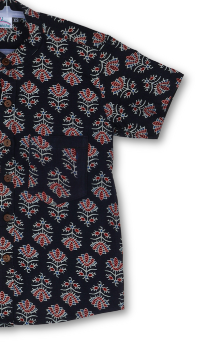 Black Ajrakh Cotton Shirt