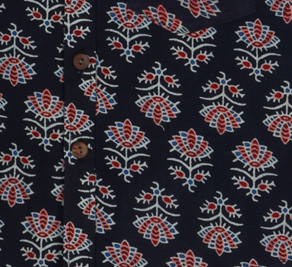 Black Ajrakh Cotton Shirt