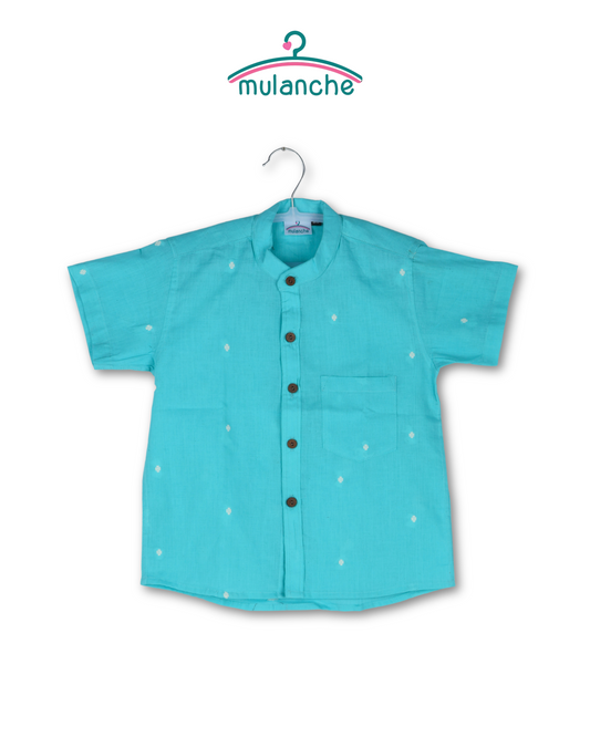 Sky Blue Jamdani Cotton Shirt