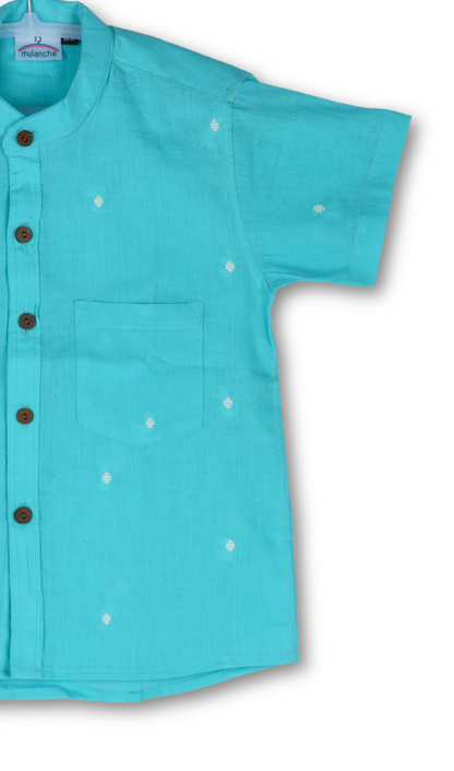 Sky Blue Jamdani Cotton Shirt